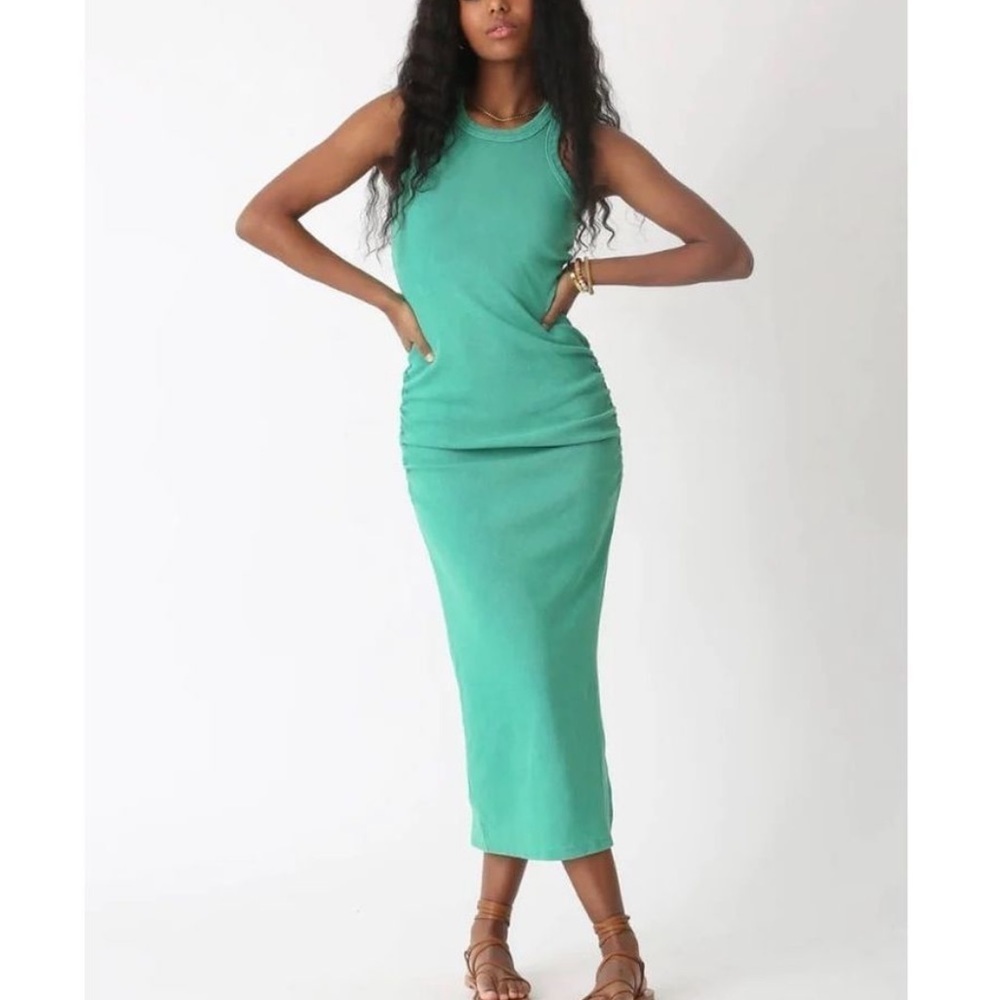 NWT ELECTRIC & ROSE gamble ribbed tank dress in vintage reef green